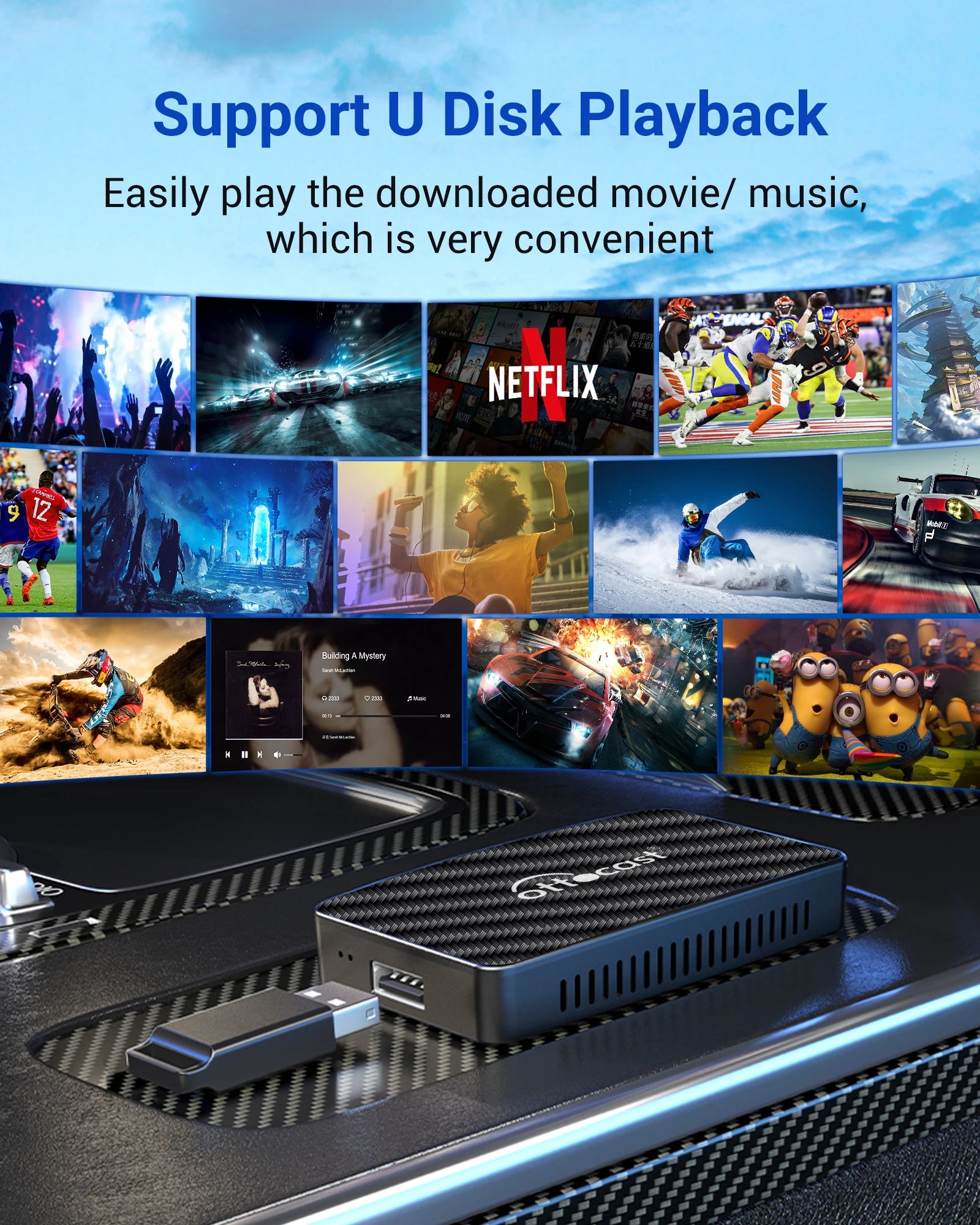 Play2Video Pro Wireless Carplay Android Auto Adapter Built in Youtube Netflix IPTV Tiktokcar Accessories for Kia Toyota