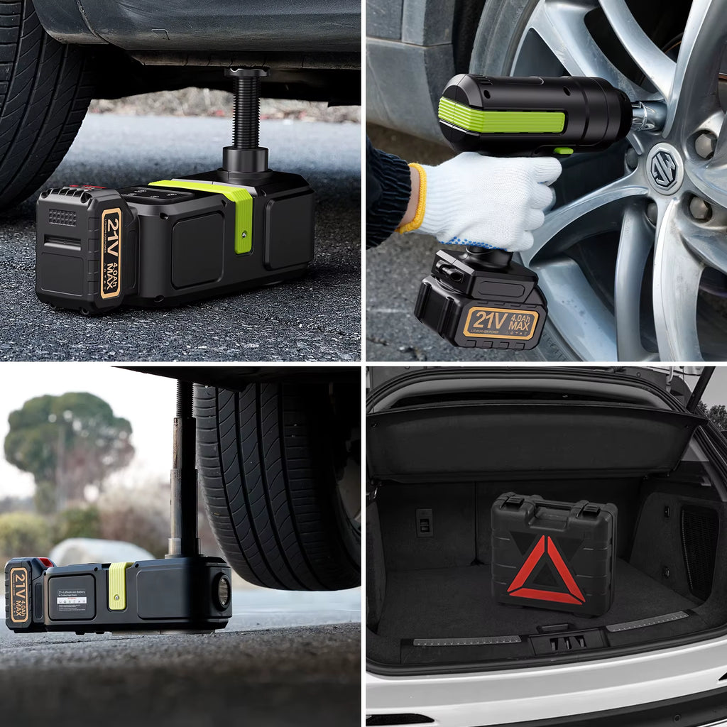12V Cordless Electric Car Jack 5 Ton Electric Hydraulic Jack 155-530Mm Lifting Jack with Electric Wrench and 21V Battery