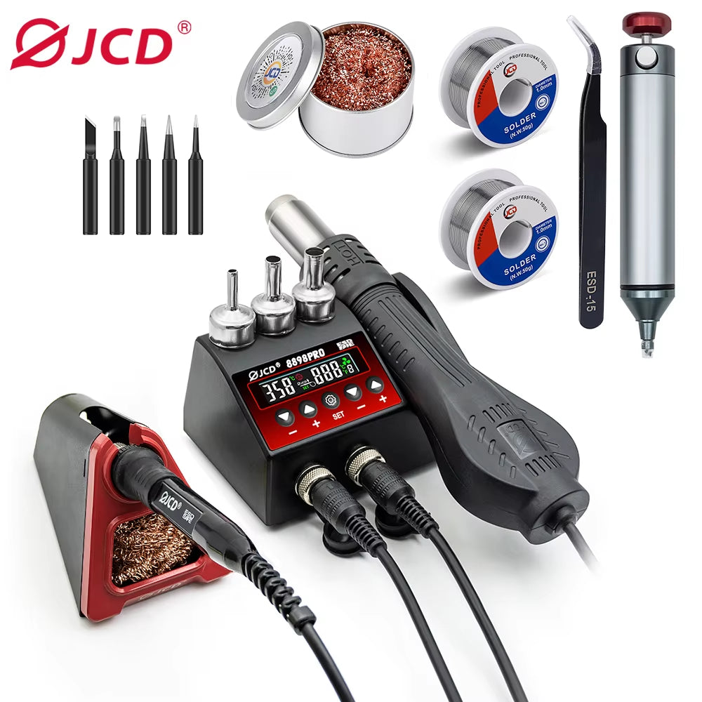 JCD New Upgrade 2 in 1 Soldering Station LCD Digital Display 220V/110V Welding Rework Station 750W Phone BGA SMD IC Repair Tools