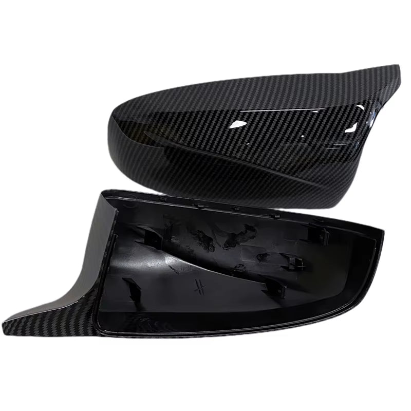 2Pcs Side Wing Rearview Modified Car Styling Bright Black Carbon Fiber Pattern Mirror Cover Caps for BMW X5 E70 X6 E71 2008-2013