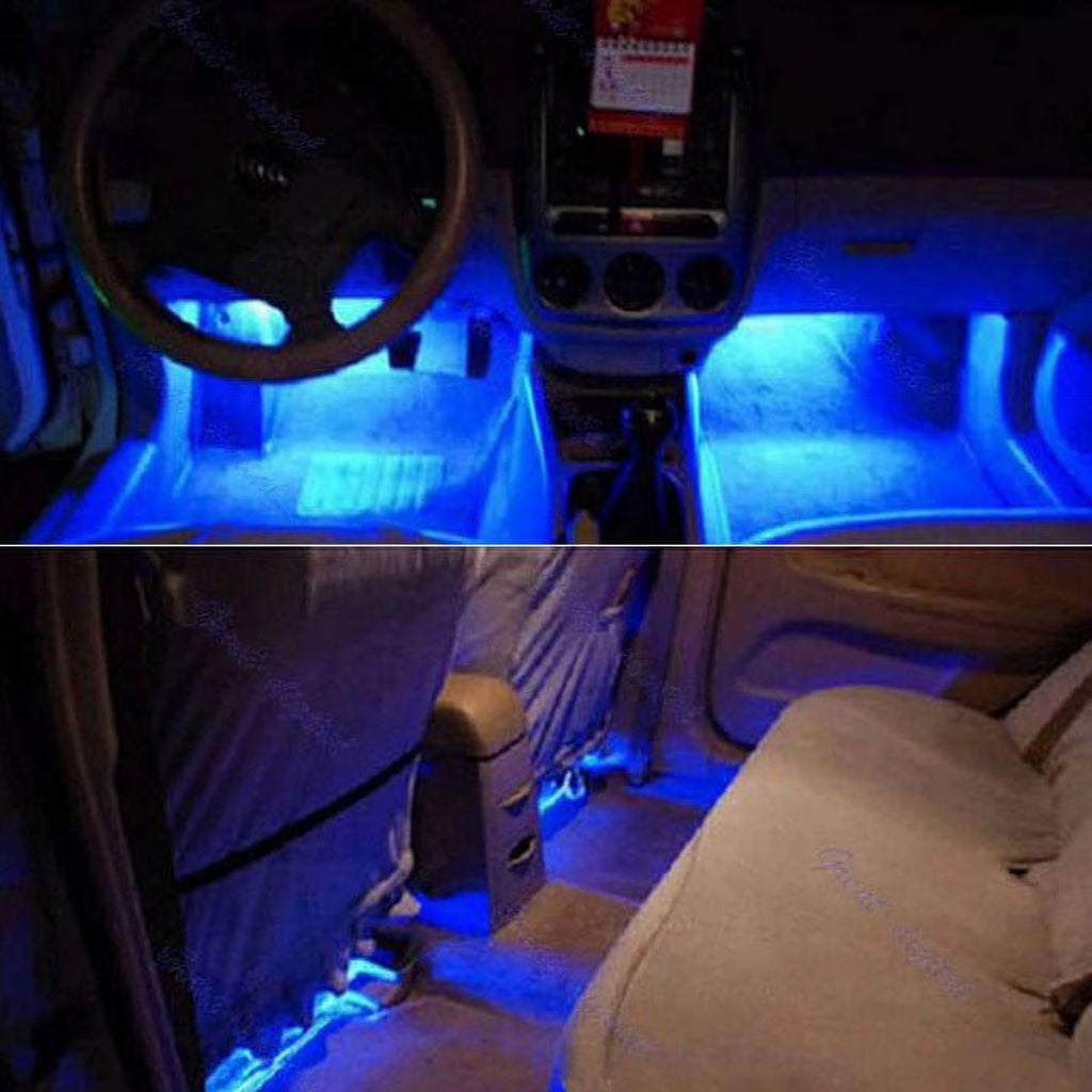 12V 4 in 1 Car Charge LED Interior Floor Decorative Light Lamp Blue