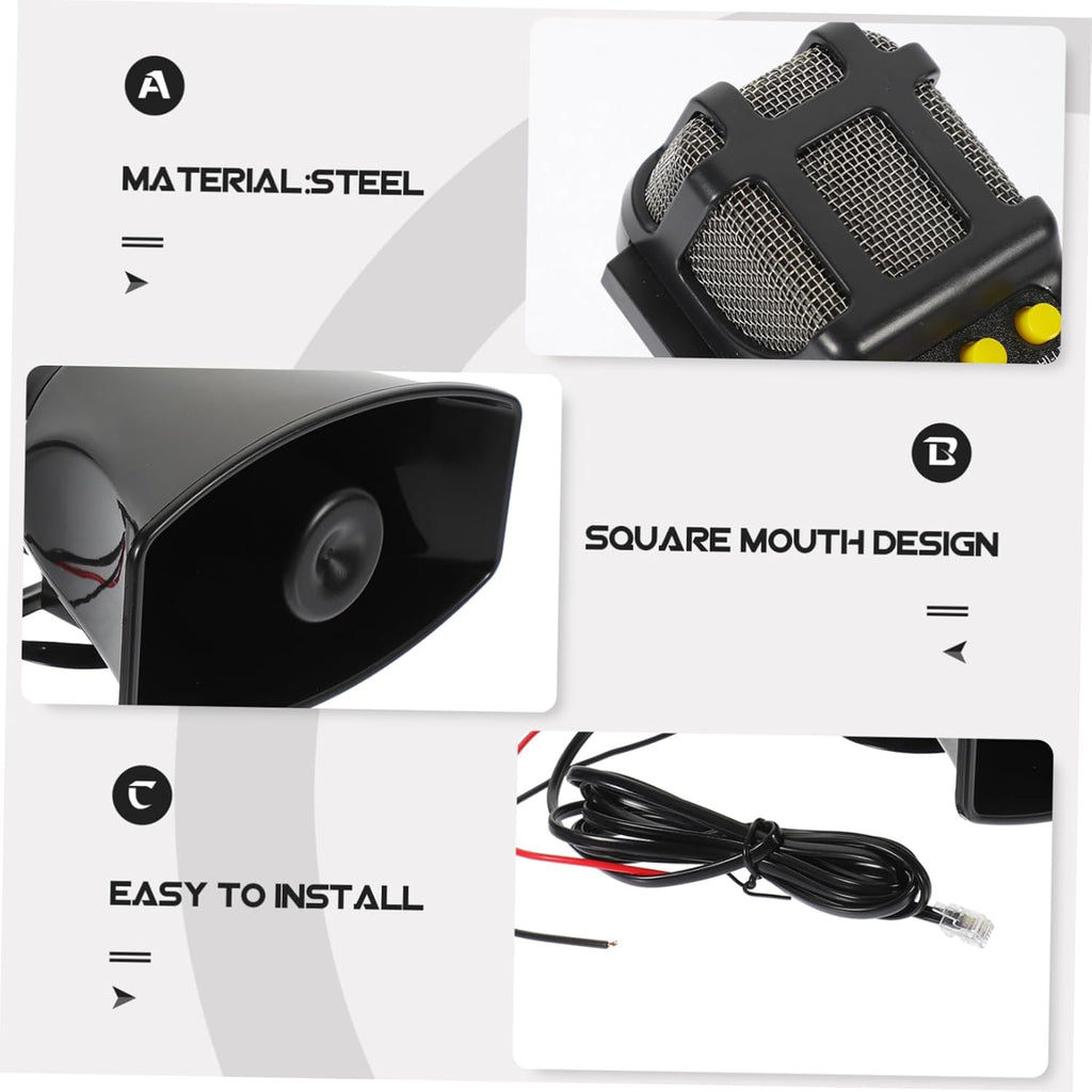 1Set Tone Car Alarm Horn Remote Control Square Mouth Design for Loud Sound Diffusion Easy Installation Suitable for Cars Trucks and Emergency Use