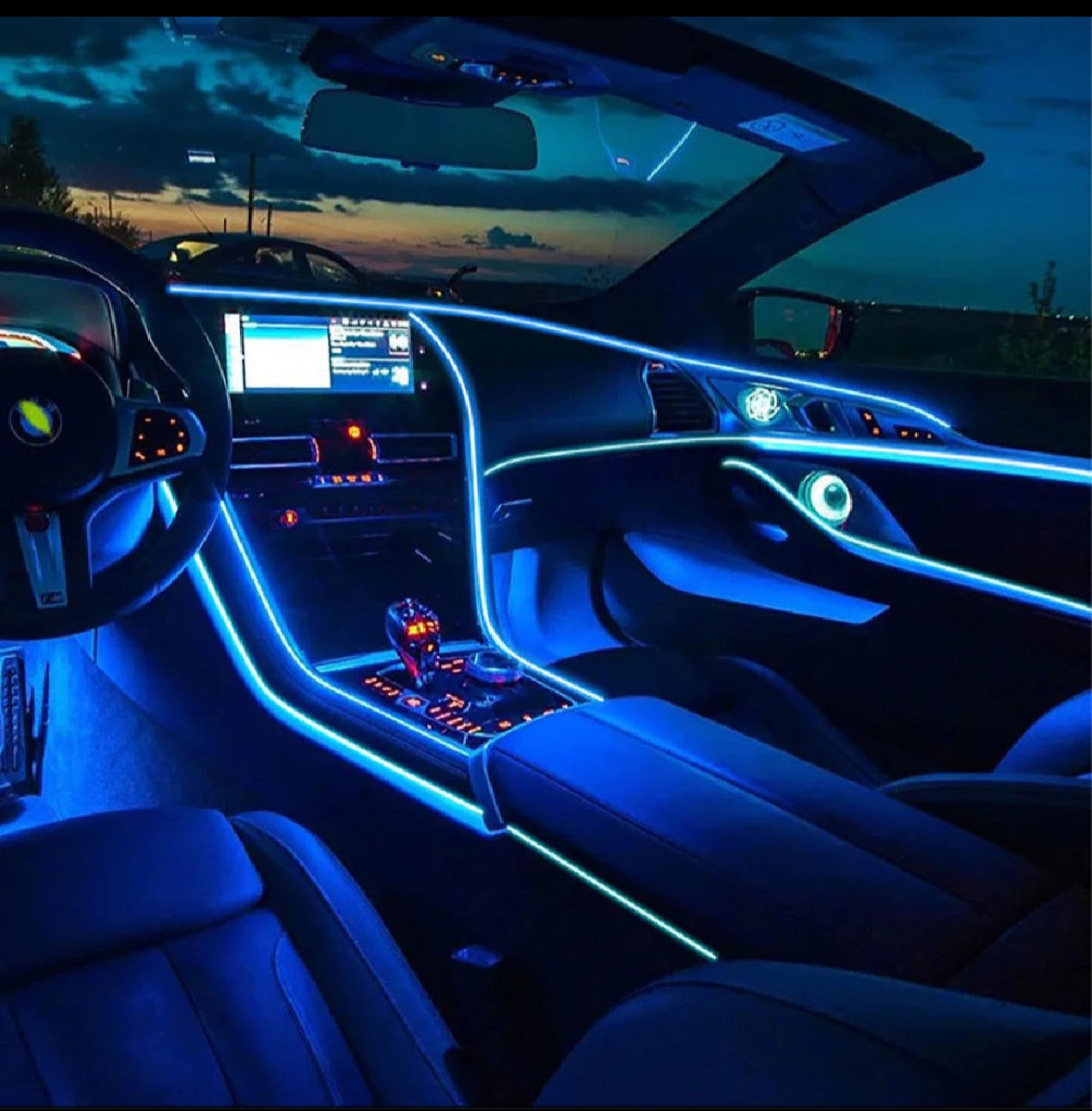 LED Car Interior Atmosphere Lights Strip 6M 5In1 RGB Optic Music Controlneon Lamp Strip Universal