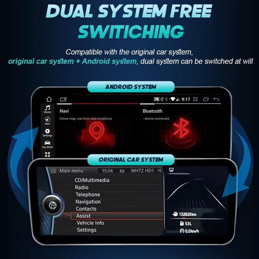 12.3 Android Auto Carplay Screen for BMW X5 E70 X6 E71 E72 GPS Car Radio Multimedia Player Navigation Stereo Car Play Monitor