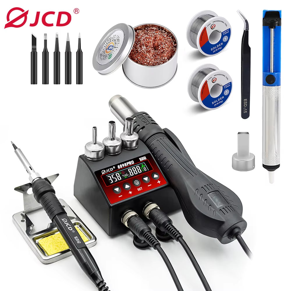 JCD New Upgrade 2 in 1 Soldering Station LCD Digital Display 220V/110V Welding Rework Station 750W Phone BGA SMD IC Repair Tools
