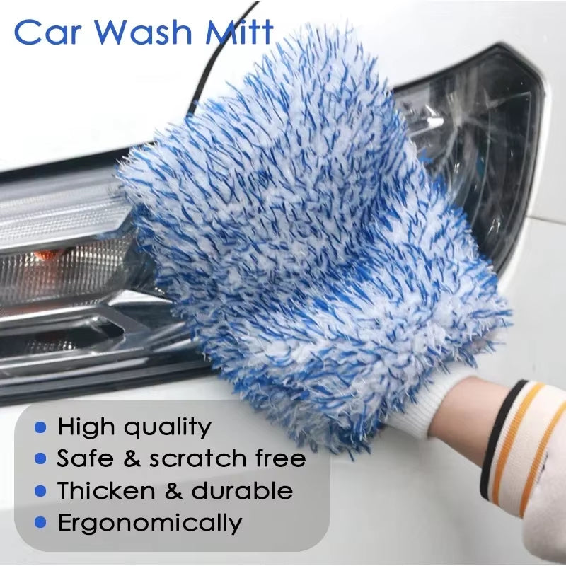 Plush Car Wash Mitt Microfiber Thick Car Cleaning Mitts Auto Car Wash Accessories Car Cleaning Tools Dusting Gloves