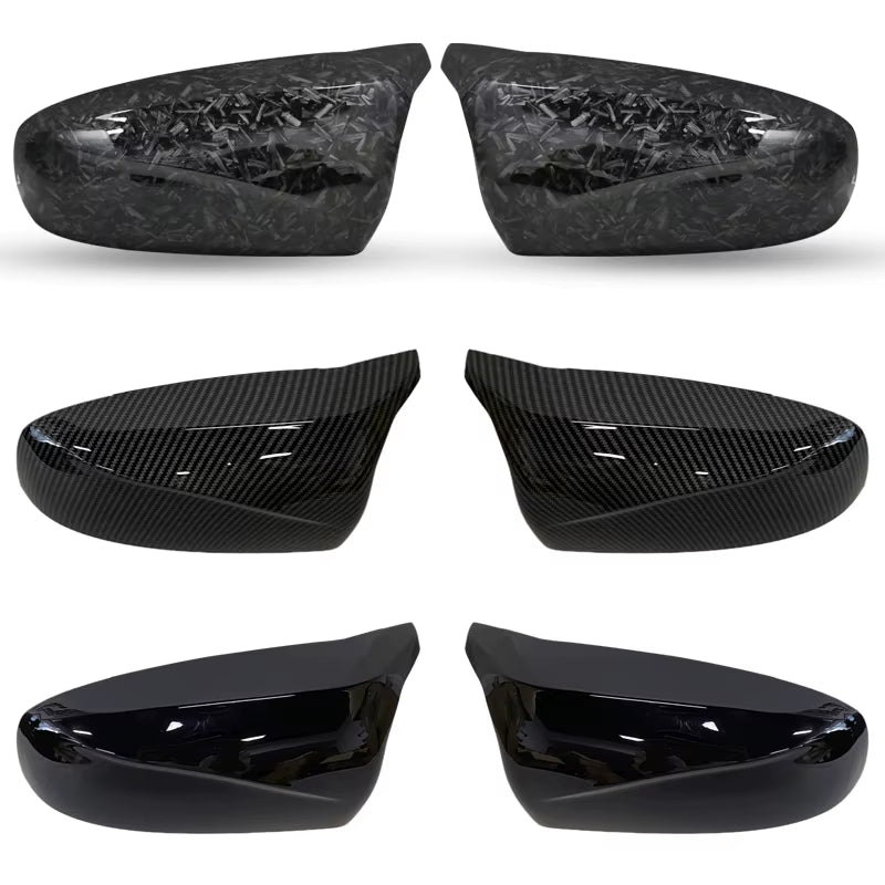 2Pcs Side Wing Rearview Modified Car Styling Bright Black Carbon Fiber Pattern Mirror Cover Caps for BMW X5 E70 X6 E71 2008-2013