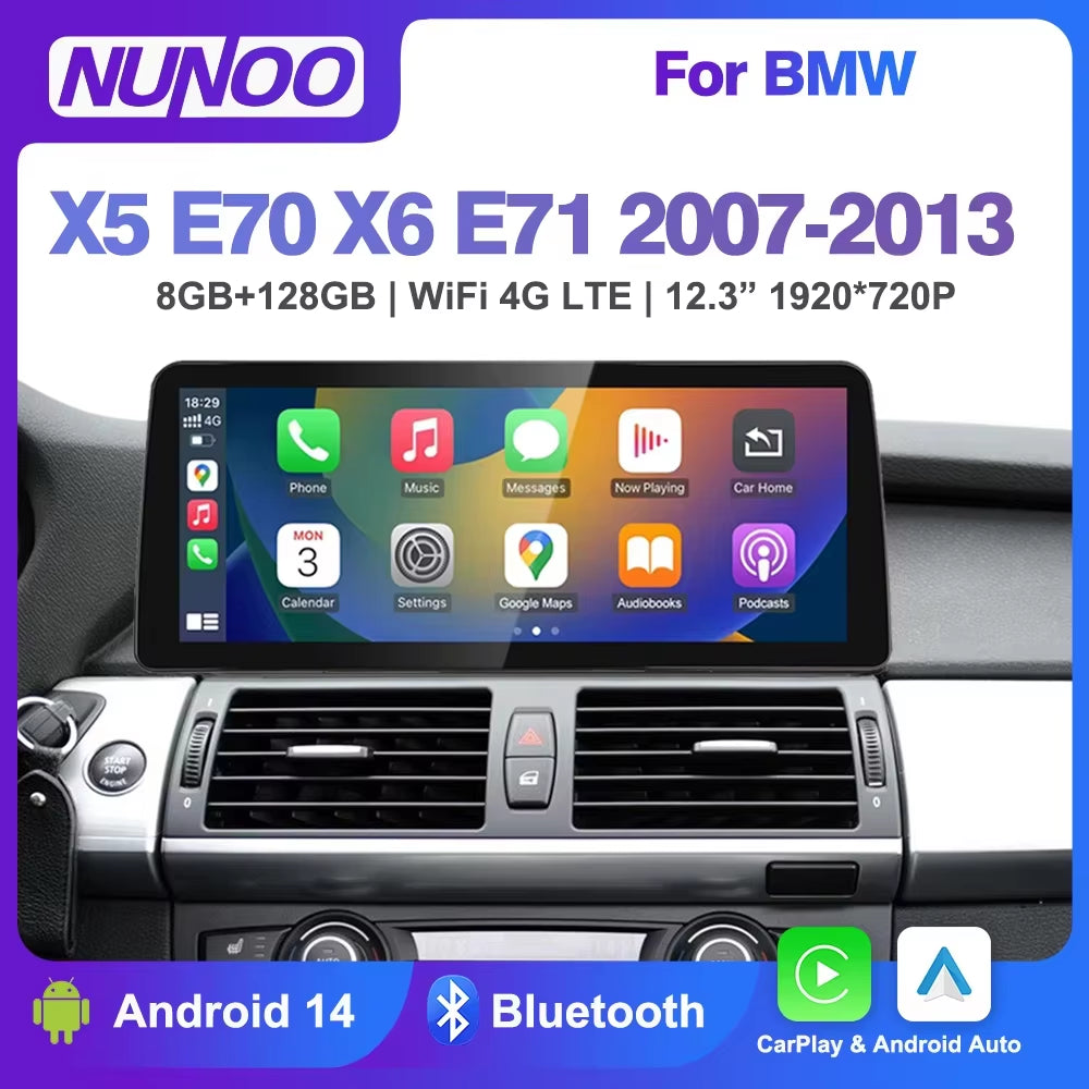 12.3 Android Auto Carplay Screen for BMW X5 E70 X6 E71 E72 GPS Car Radio Multimedia Player Navigation Stereo Car Play Monitor