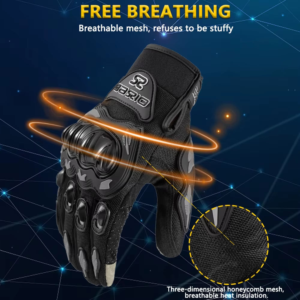 Ummer Breathable Full Finger Motorcycle Gloves Non-Slip Wear-Resistant Motocross Racing Gloves Touch Screen Moto Biker Gloves