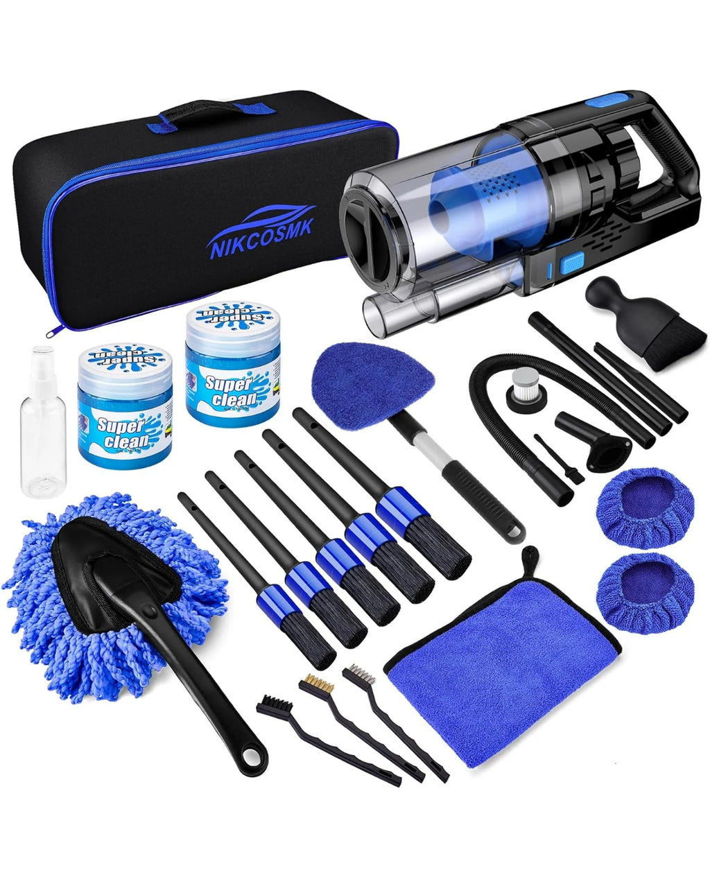 17Pcs Car Detailing Kit Interior Cleaner, Car Interior Cleaning Kit with Handheld Car Vacuum, Car Detailing Brushes, Windshield Cleaning Tool, Car Cleaning Supplies, Car Accessories for Men, Women