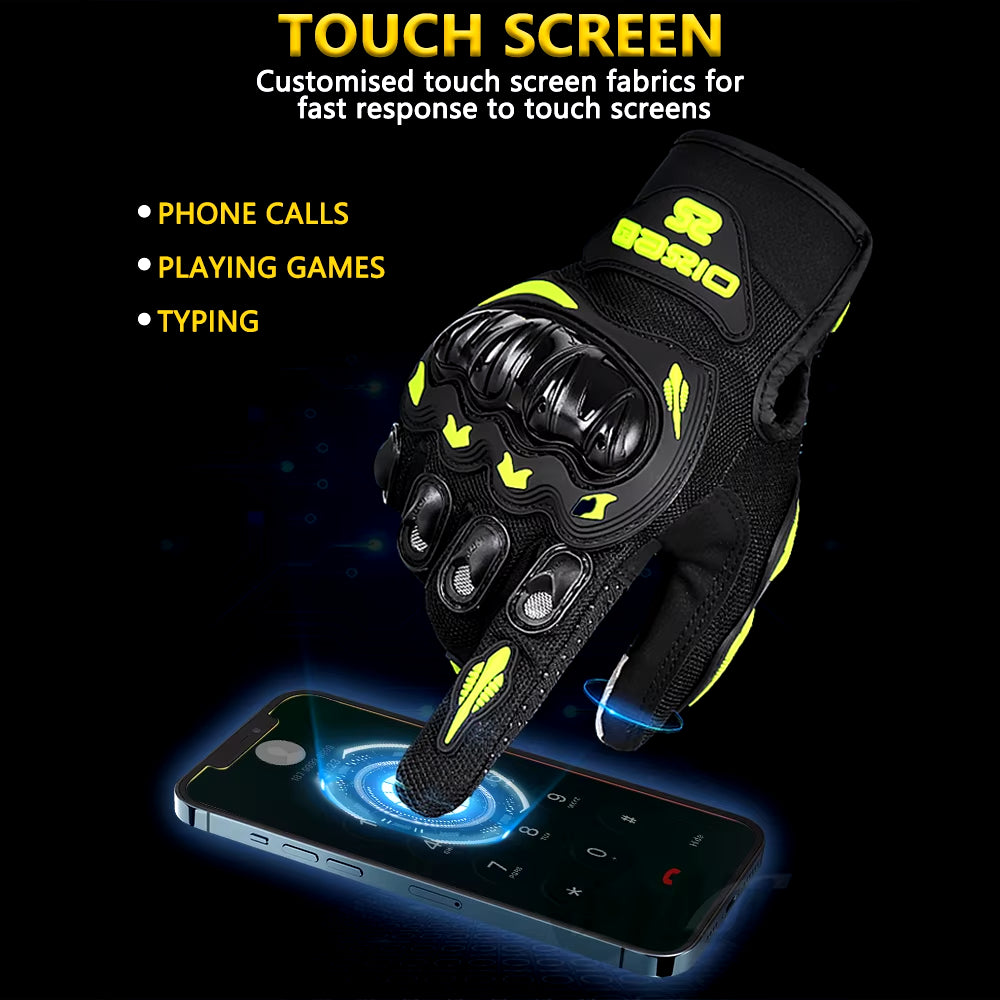 Ummer Breathable Full Finger Motorcycle Gloves Non-Slip Wear-Resistant Motocross Racing Gloves Touch Screen Moto Biker Gloves