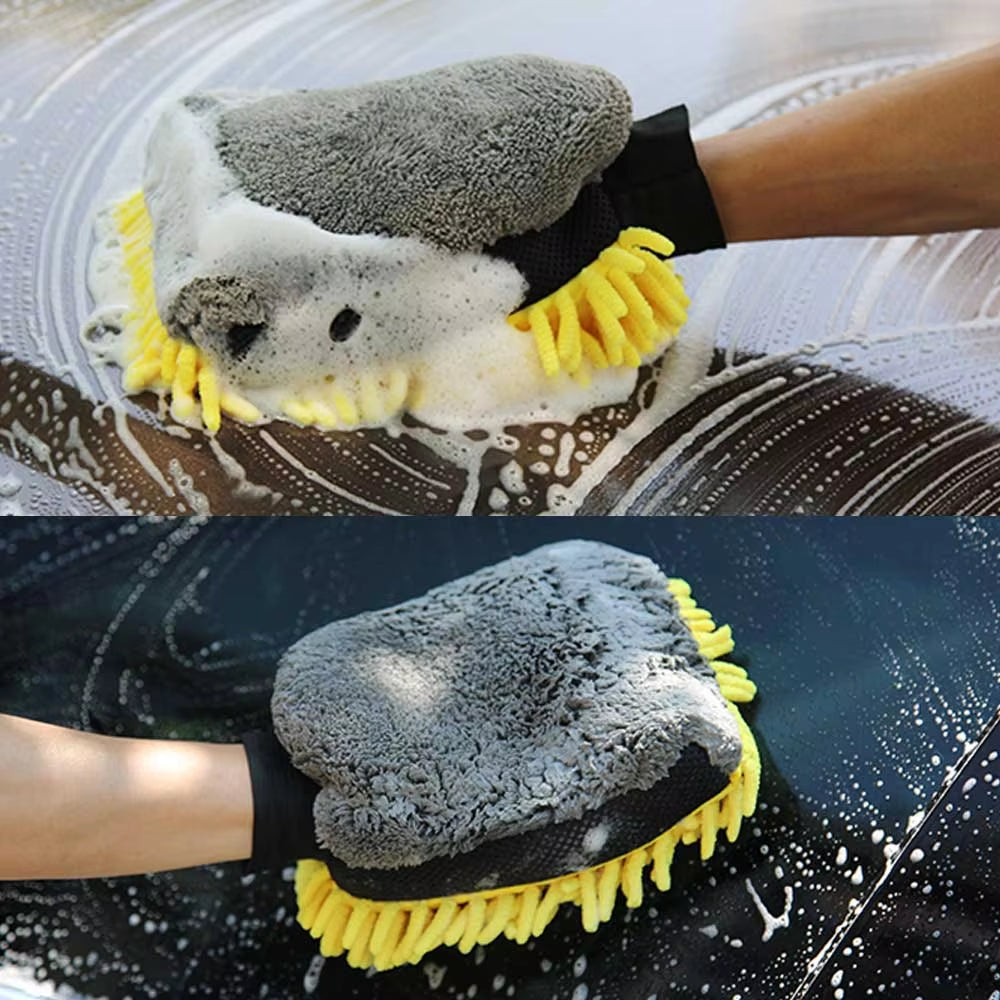 Car Wash Glove Coral Mitt Soft Anti-Scratch for Car Wash Multifunction Thick Cleaning Glove Car Wax Detailing Brush