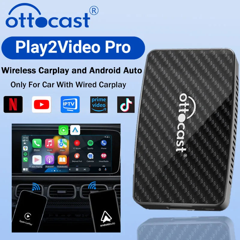 Play2Video Pro Wireless Carplay Android Auto Adapter Built in Youtube Netflix IPTV Tiktokcar Accessories for Kia Toyota
