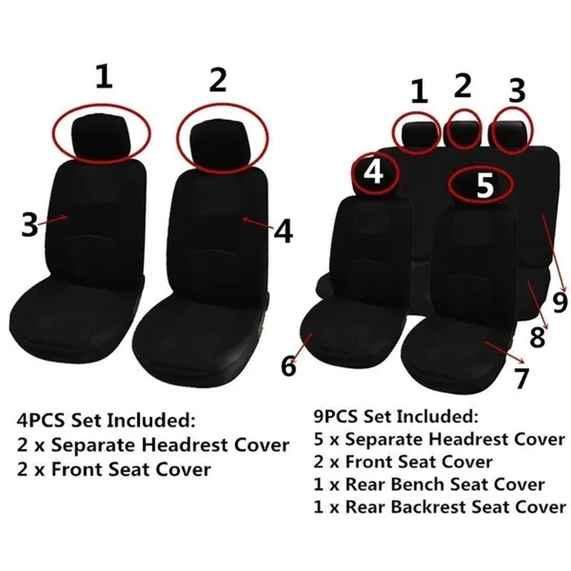 2018 New 4PCS/9PCS Universal Car Seat Covers Full Car Seat Cover Car Cushion Case Cover Front Car Seat Cover Car Accessories Car Seats Car-Styling Car Interior Automobiles Christmas Gift