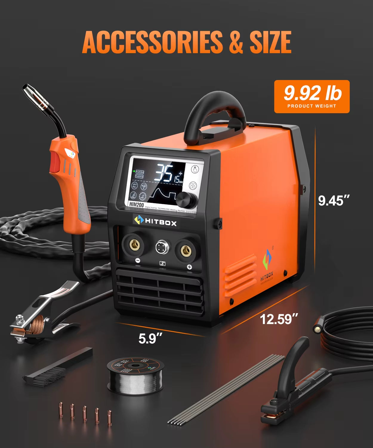 3 In1 MIG Welding Machine HIM200 Gas Shielded Single Voltage 110/220V Mma/Lift TIG/MIG Gasless Welder Soldering Inverter