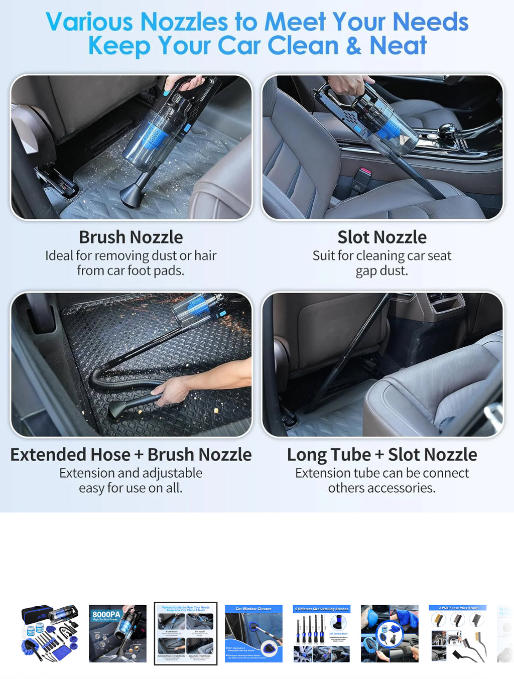 17Pcs Car Detailing Kit Interior Cleaner, Car Interior Cleaning Kit with Handheld Car Vacuum, Car Detailing Brushes, Windshield Cleaning Tool, Car Cleaning Supplies, Car Accessories for Men, Women