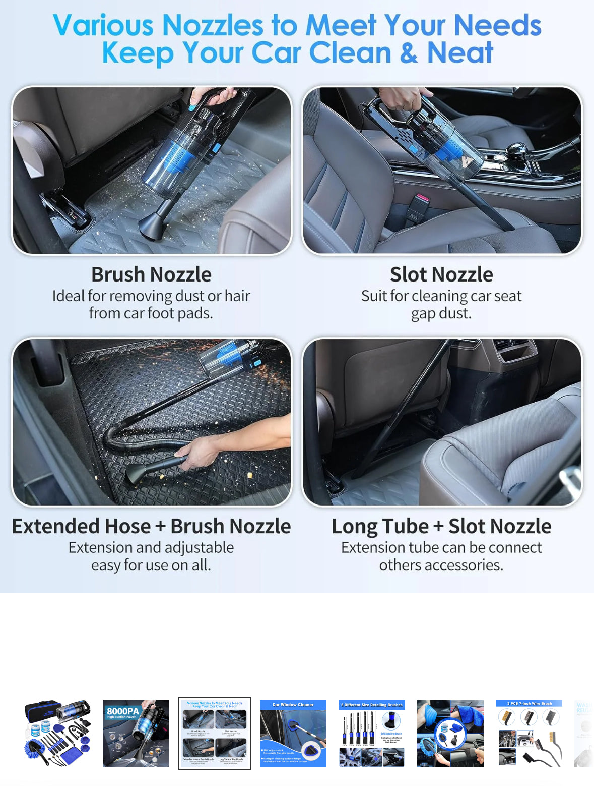 17Pcs Car Detailing Kit Interior Cleaner, Car Interior Cleaning Kit with Handheld Car Vacuum, Car Detailing Brushes, Windshield Cleaning Tool, Car Cleaning Supplies, Car Accessories for Men, Women