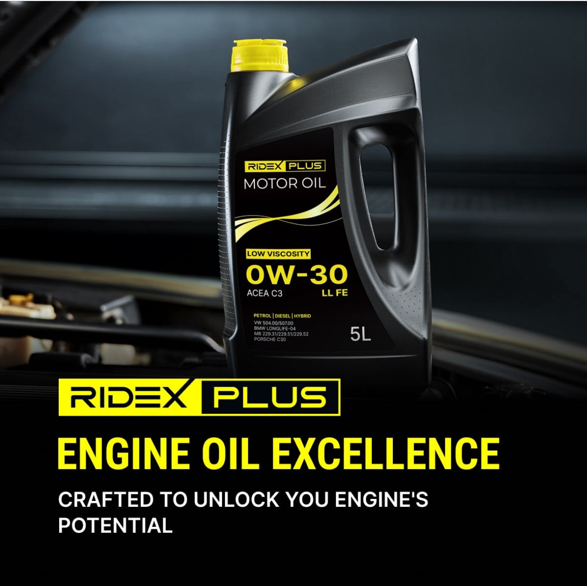 RIDEX PLUS 0W-30 LL FE – Engine Oil Excellence. OW-30 4L