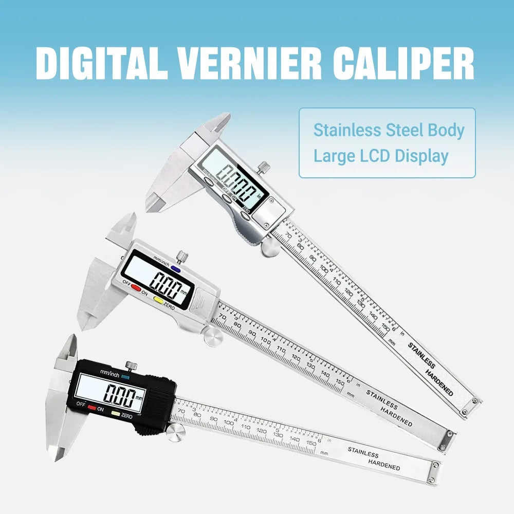 High-Accuracy 0.01Mm Digital Caliper 150Mm Stainless Steel Micrometer with Data Hold&Unit Conversion for Industrial/Diy Measures
