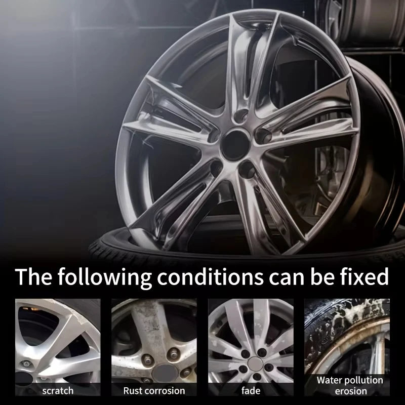 Car Wheel Rim Scratch Refurbishment Paste, Tire Rim Scratch Paint Repair Paste - Black and White Silver Aluminum Alloy Rim