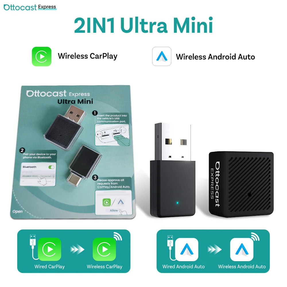 Express Play2Video Ultra Wireless Carplay Android Auto Adapter Built in Youtube Netflix IPTV Car Accessories for Toyota