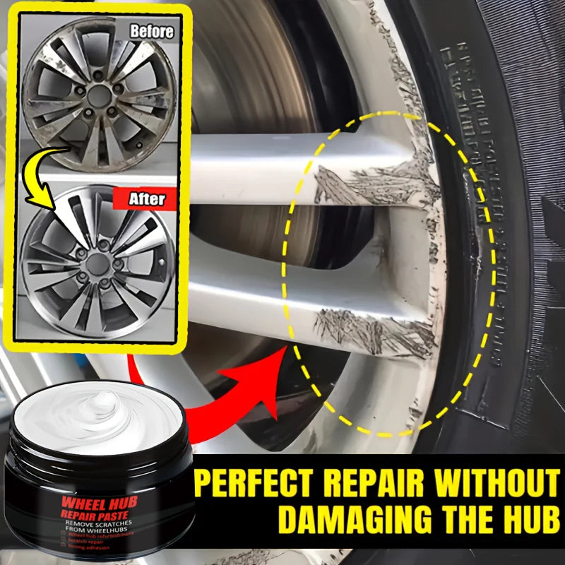 Car Wheel Rim Scratch Refurbishment Paste, Tire Rim Scratch Paint Repair Paste - Black and White Silver Aluminum Alloy Rim