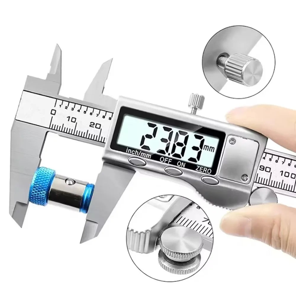 High-Accuracy 0.01Mm Digital Caliper 150Mm Stainless Steel Micrometer with Data Hold&Unit Conversion for Industrial/Diy Measures