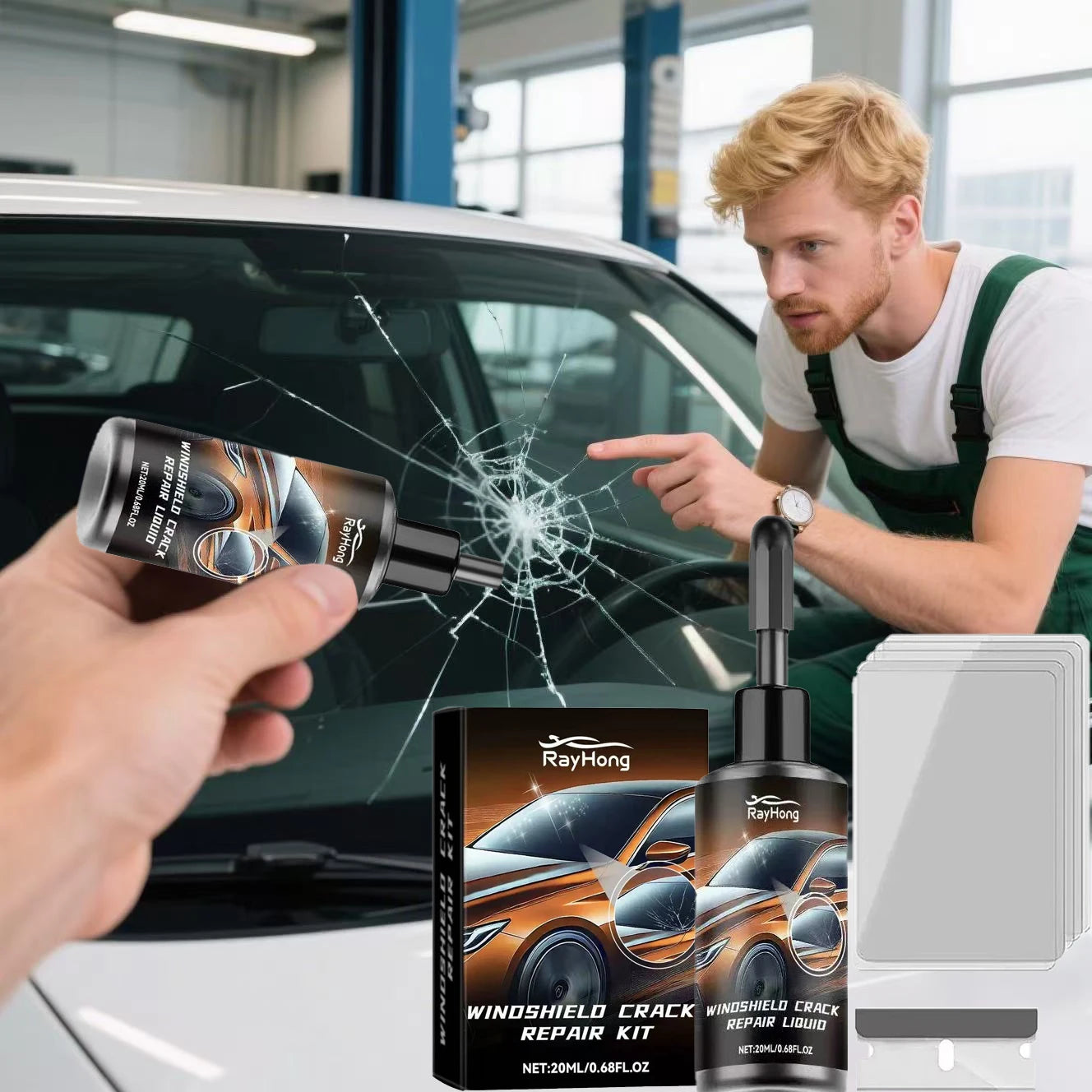 Windshield Crack Repair Fluid,Car Window Repair Resin Kit,Glass Scratch Repair Tool,Glass Curing Adhesive,Crack Maintenance Tool