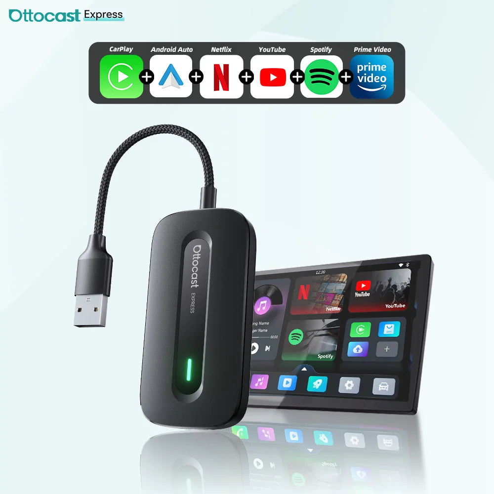 Express Play2Video Ultra Wireless Carplay Android Auto Adapter Built in Youtube Netflix IPTV Car Accessories for Toyota