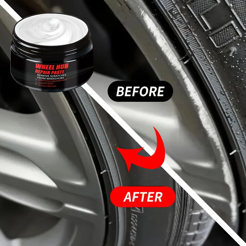 Car Wheel Rim Scratch Refurbishment Paste, Tire Rim Scratch Paint Repair Paste - Black and White Silver Aluminum Alloy Rim