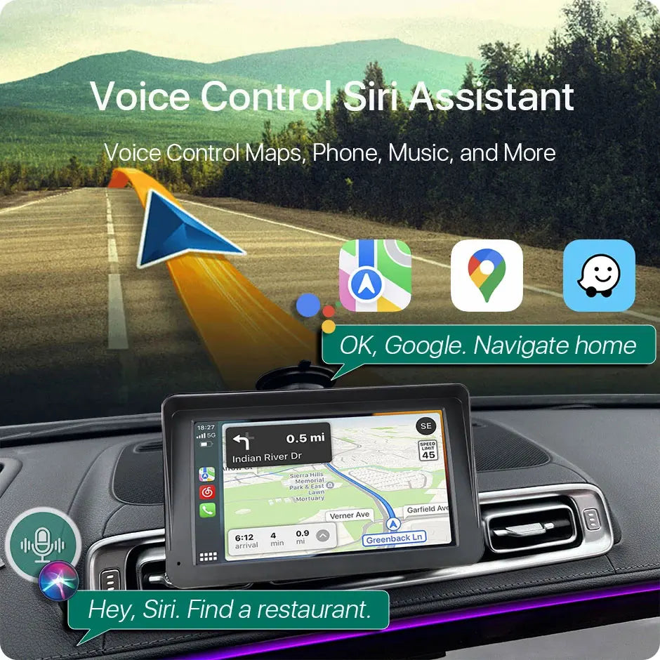 7 Inch Touch Screen Wifi Wireless Apple Carplay and Android-Auto Car Multimedia Monitor with AHD 1080P Reverse Camera