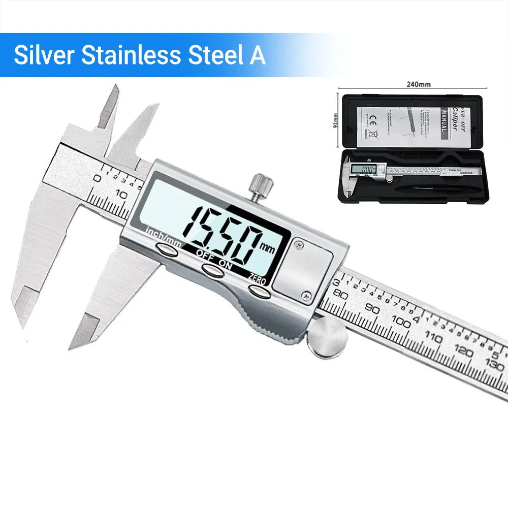 High-Accuracy 0.01Mm Digital Caliper 150Mm Stainless Steel Micrometer with Data Hold&Unit Conversion for Industrial/Diy Measures
