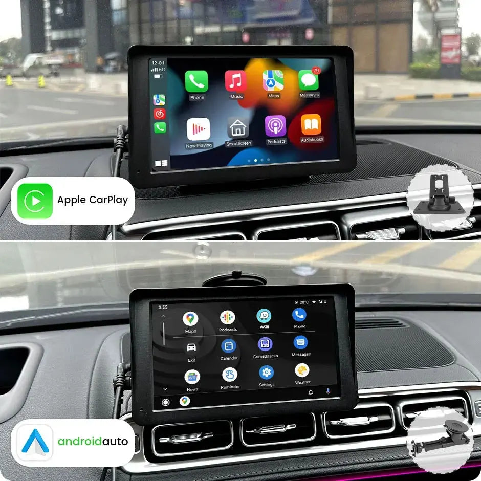 7 Inch Touch Screen Wifi Wireless Apple Carplay and Android-Auto Car Multimedia Monitor with AHD 1080P Reverse Camera