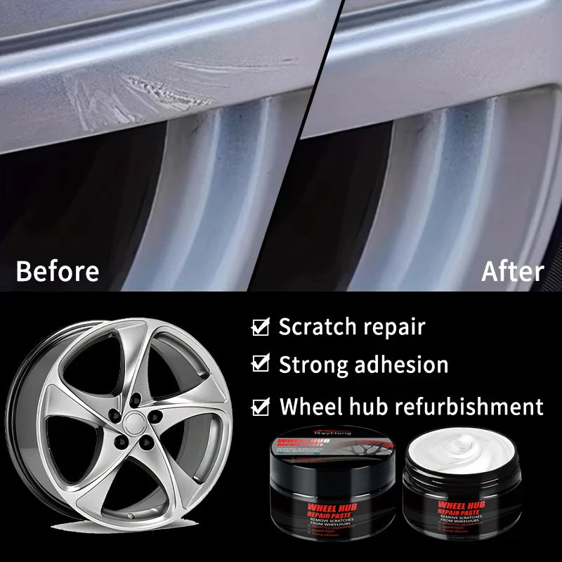 Car Wheel Rim Scratch Refurbishment Paste, Tire Rim Scratch Paint Repair Paste - Black and White Silver Aluminum Alloy Rim