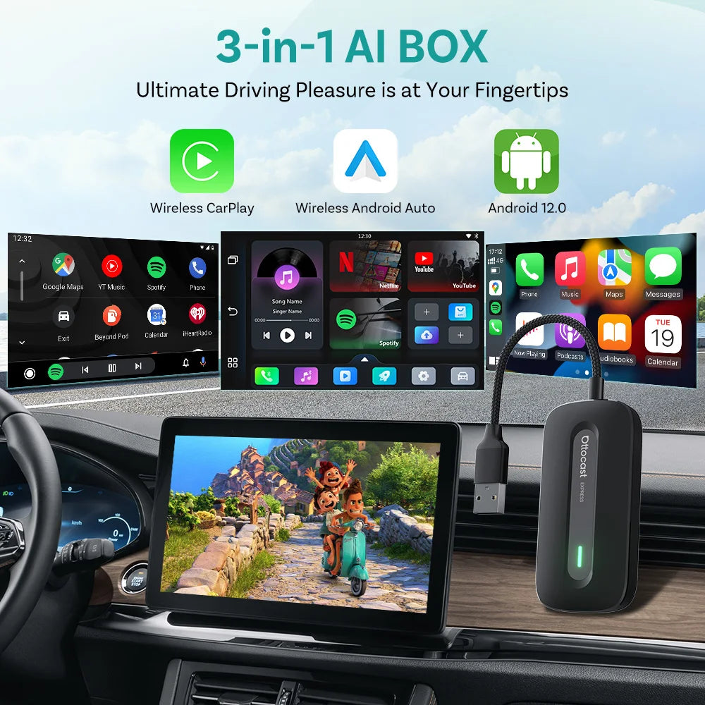 Express Play2Video Ultra Wireless Carplay Android Auto Adapter Built in Youtube Netflix IPTV Car Accessories for Toyota