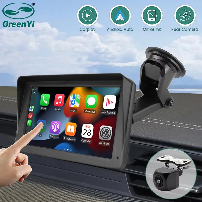 7 Inch Touch Screen Wifi Wireless Apple Carplay and Android-Auto Car Multimedia Monitor with AHD 1080P Reverse Camera