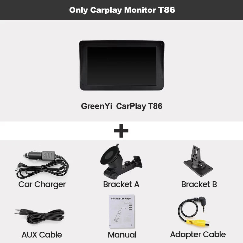 7 Inch Touch Screen Wifi Wireless Apple Carplay and Android-Auto Car Multimedia Monitor with AHD 1080P Reverse Camera