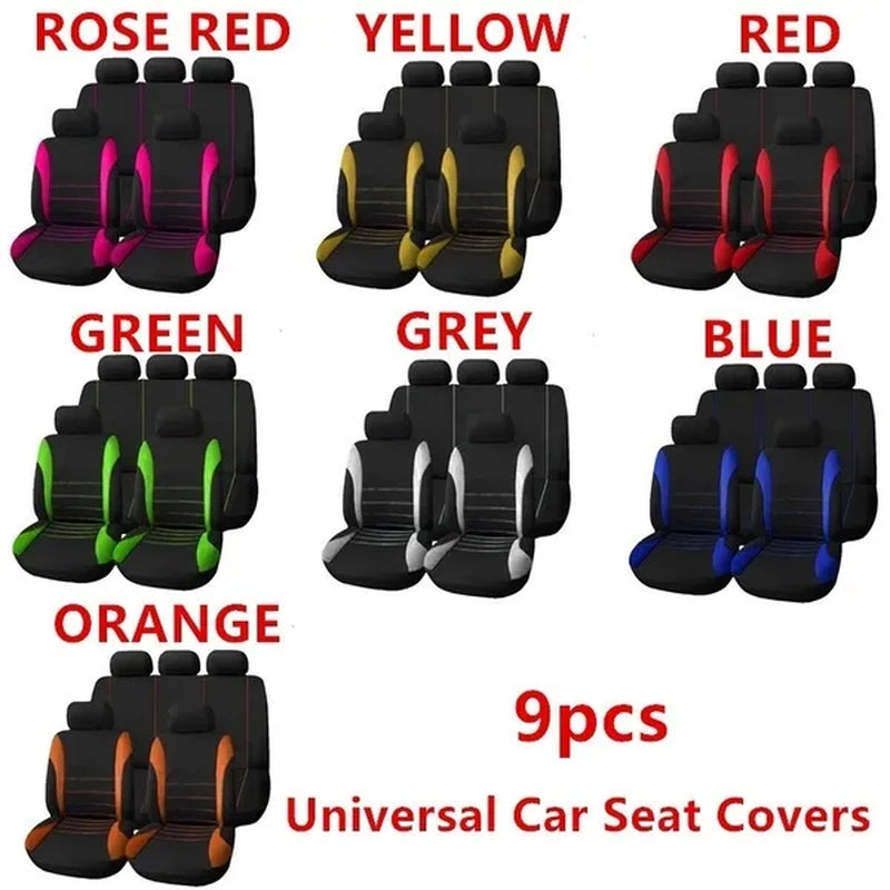2018 New 4PCS/9PCS Universal Car Seat Covers Full Car Seat Cover Car Cushion Case Cover Front Car Seat Cover Car Accessories Car Seats Car-Styling Car Interior Automobiles Christmas Gift