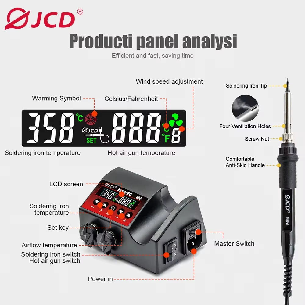 JCD New Upgrade 2 in 1 Soldering Station LCD Digital Display 220V/110V Welding Rework Station 750W Phone BGA SMD IC Repair Tools