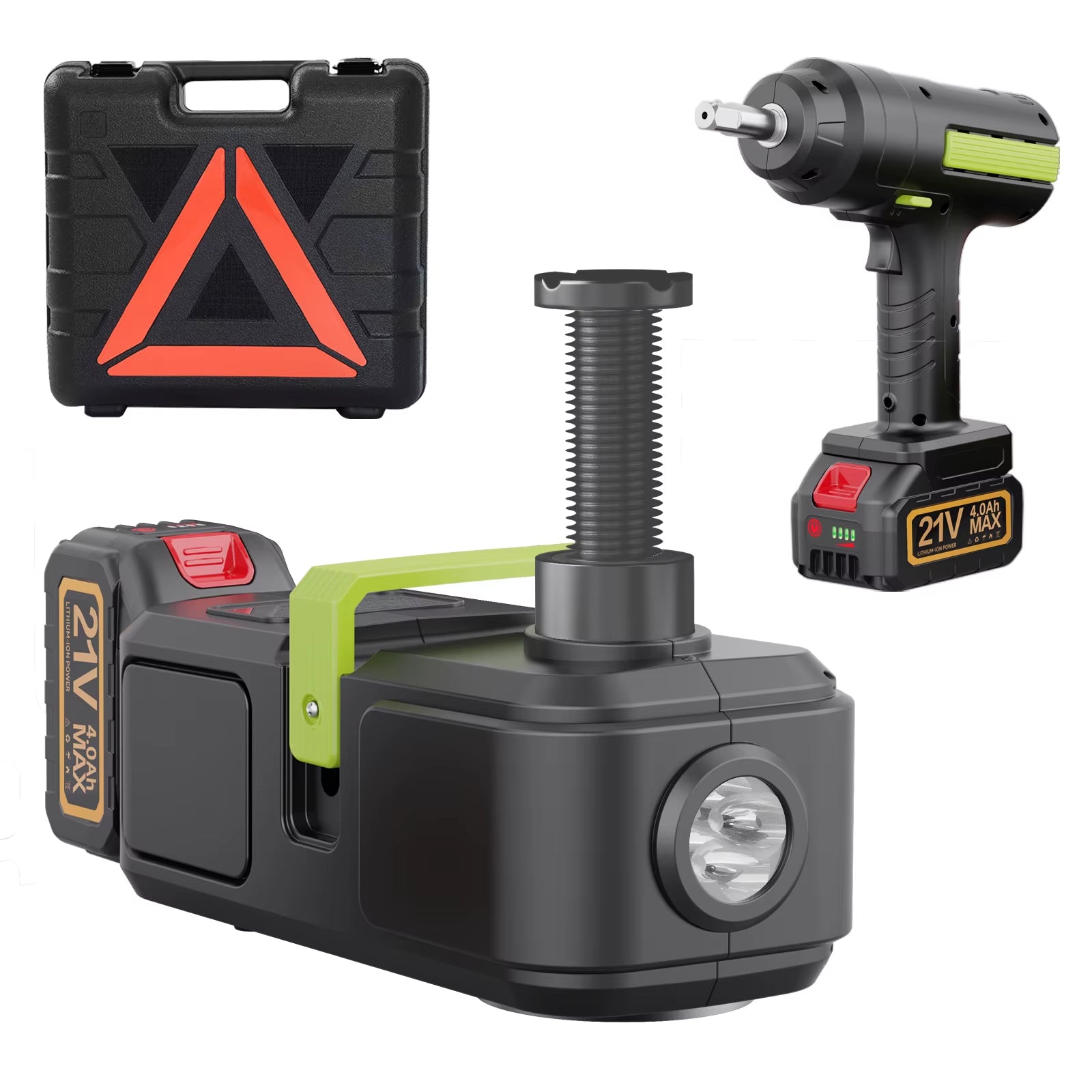 12V Cordless Electric Car Jack 5 Ton Electric Hydraulic Jack 155-530Mm Lifting Jack with Electric Wrench and 21V Battery