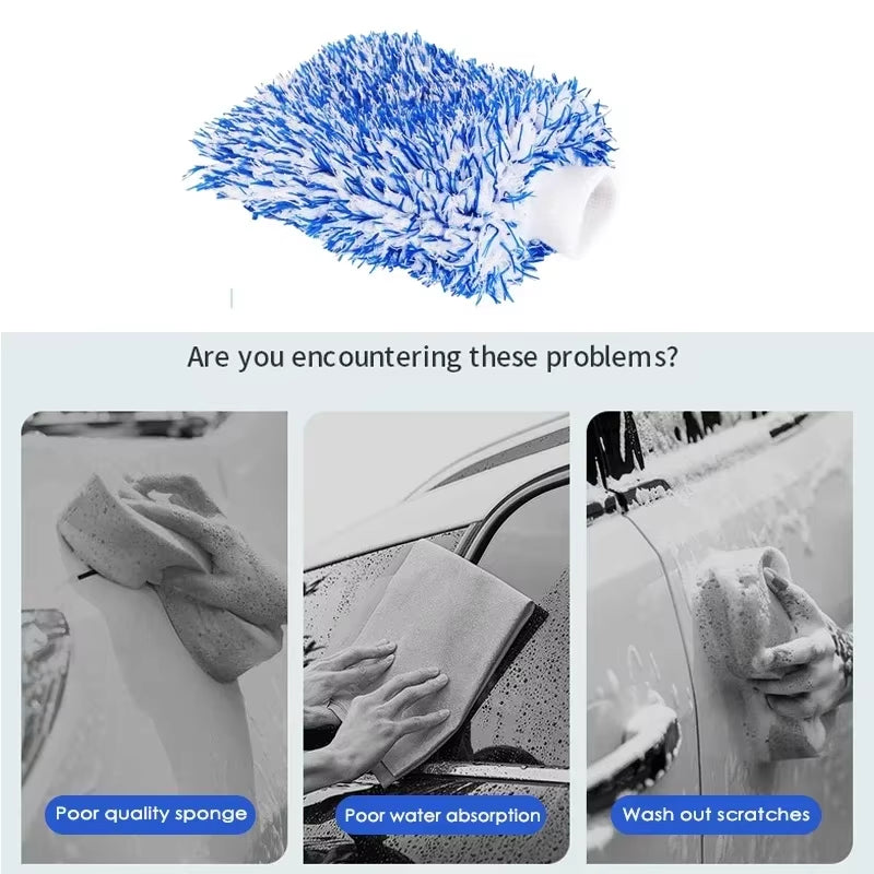 Plush Car Wash Mitt Microfiber Thick Car Cleaning Mitts Auto Car Wash Accessories Car Cleaning Tools Dusting Gloves