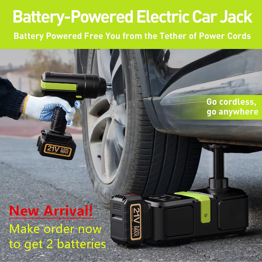 12V Cordless Electric Car Jack 5 Ton Electric Hydraulic Jack 155-530Mm Lifting Jack with Electric Wrench and 21V Battery