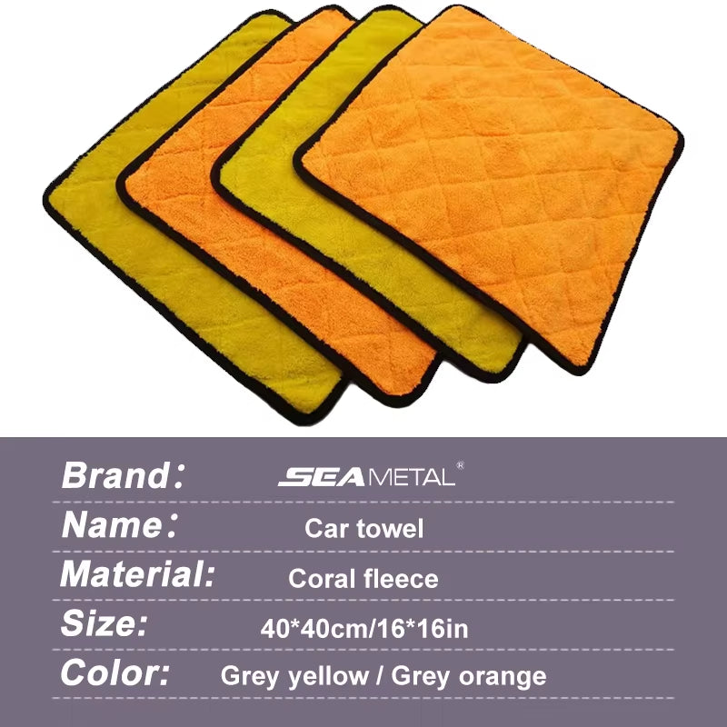 SEAMETAL Ultra Soft 40*40CM Car Wash Microfiber Towel 800GSM Absorbent Car Cleaning Drying Cloth Hemming Rags Car Wash Towels