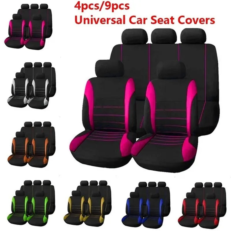 2018 New 4PCS/9PCS Universal Car Seat Covers Full Car Seat Cover Car Cushion Case Cover Front Car Seat Cover Car Accessories Car Seats Car-Styling Car Interior Automobiles Christmas Gift
