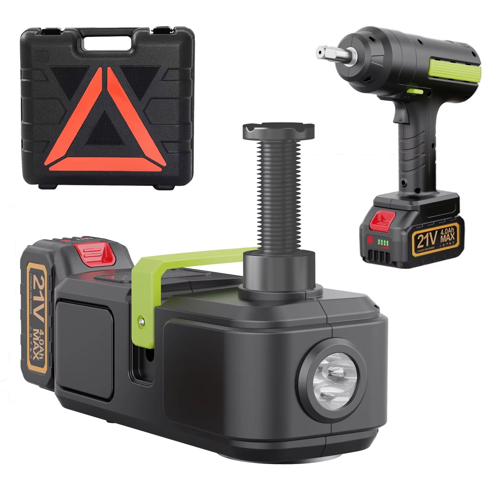 12V Cordless Electric Car Jack 5 Ton Electric Hydraulic Jack 155-530Mm Lifting Jack with Electric Wrench and 21V Battery