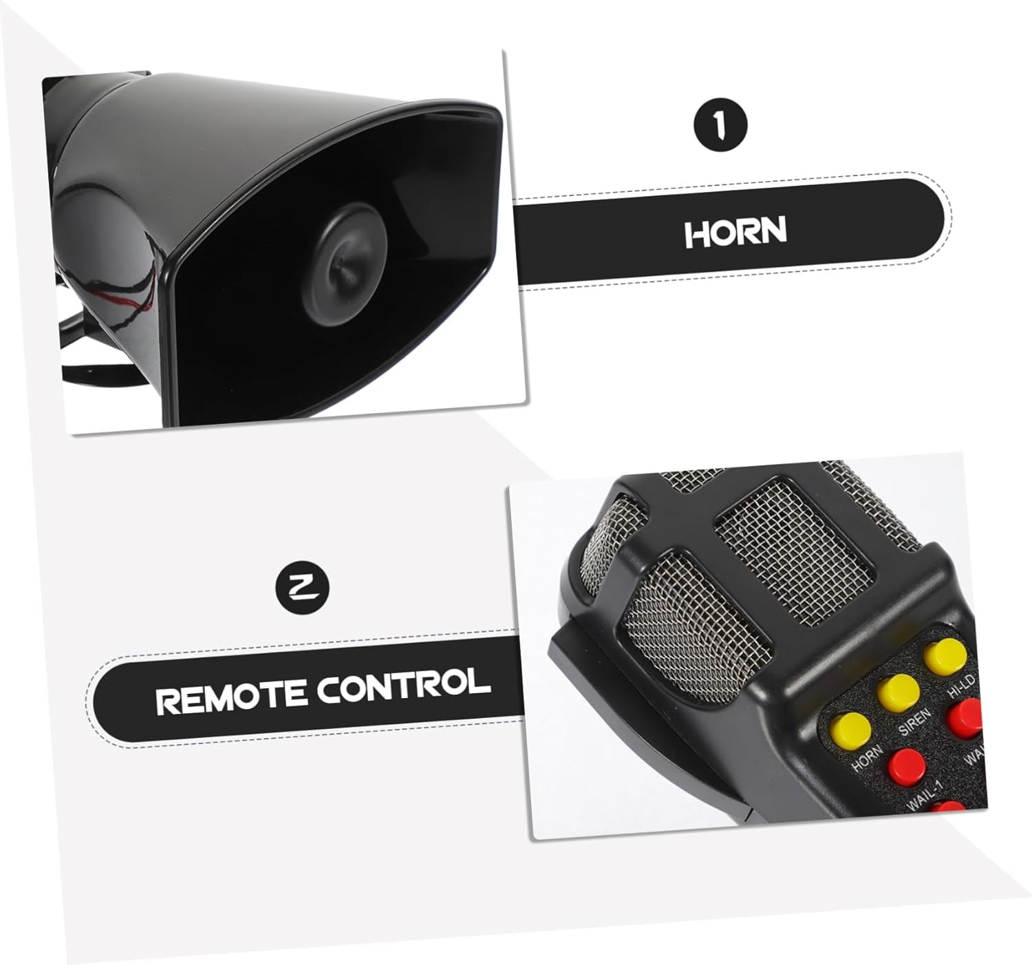 1Set Tone Car Alarm Horn Remote Control Square Mouth Design for Loud Sound Diffusion Easy Installation Suitable for Cars Trucks and Emergency Use